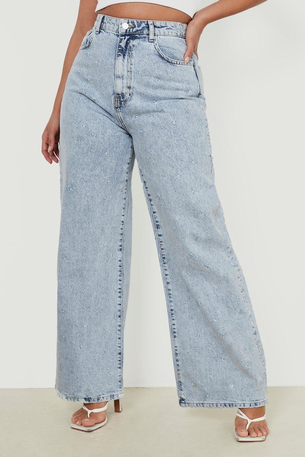 Plus size store jeans with rhinestones